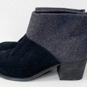 Toms Leila Black Wool Felt Booties Size 8 Ankle Boot